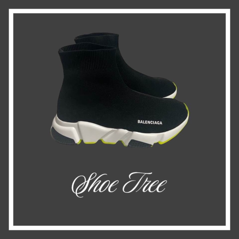 Balenciaga Speed Trainer Knit Sneakers Women Size 6 Sock Sneaker Neon White
